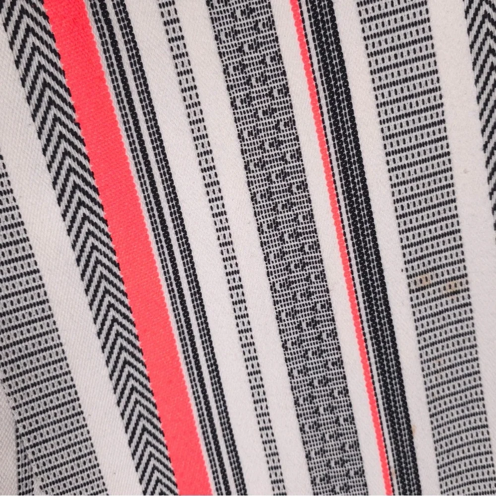 Kate Spade Ribbon Jacquard Sleeveless Dress Size 4 White Black Orange Wrap Flare